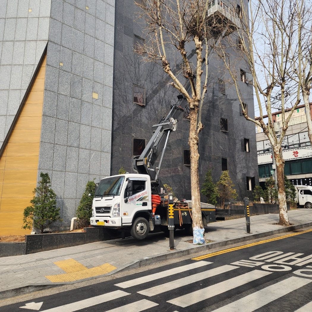 안산 풍도동 가로수 전지 스카이차 작업