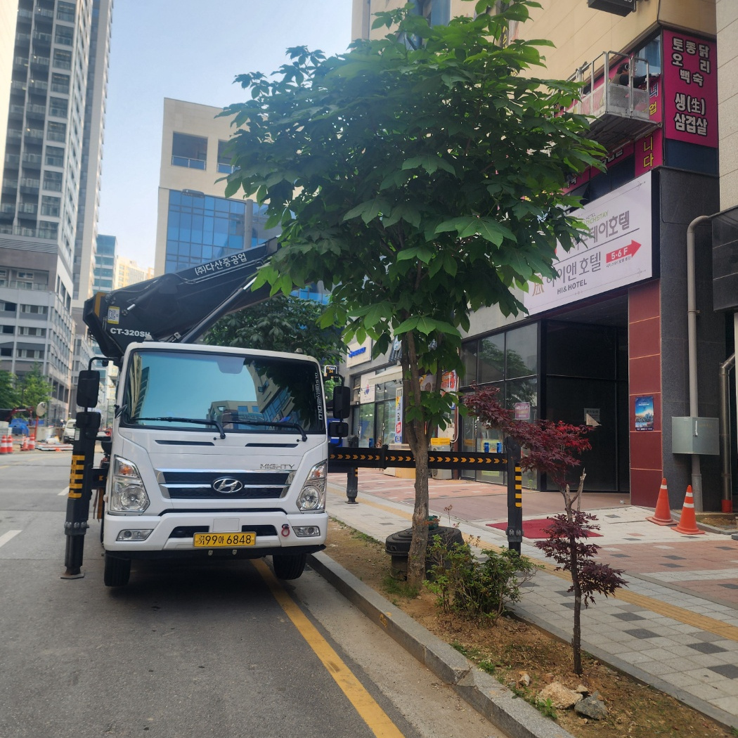 안산 대부동 외벽 도색 스카이차 작업