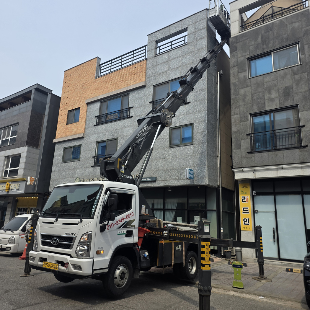 안산 일동 간판 LED 스카이차 작업